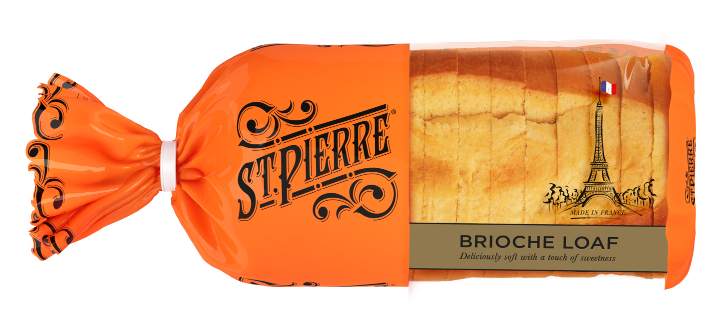 A St Pierre Sliced Brioche Loaf inside its packaging