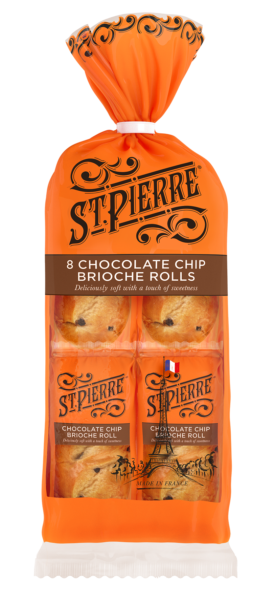 A pack of eight St Pierre chocolate chip brioche rolls
