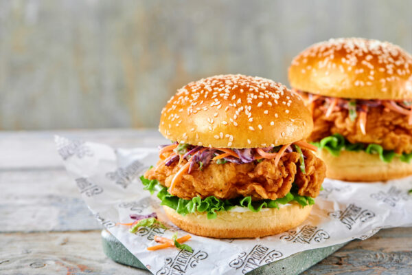 Fried Chicken Seeded Brioche Burgers