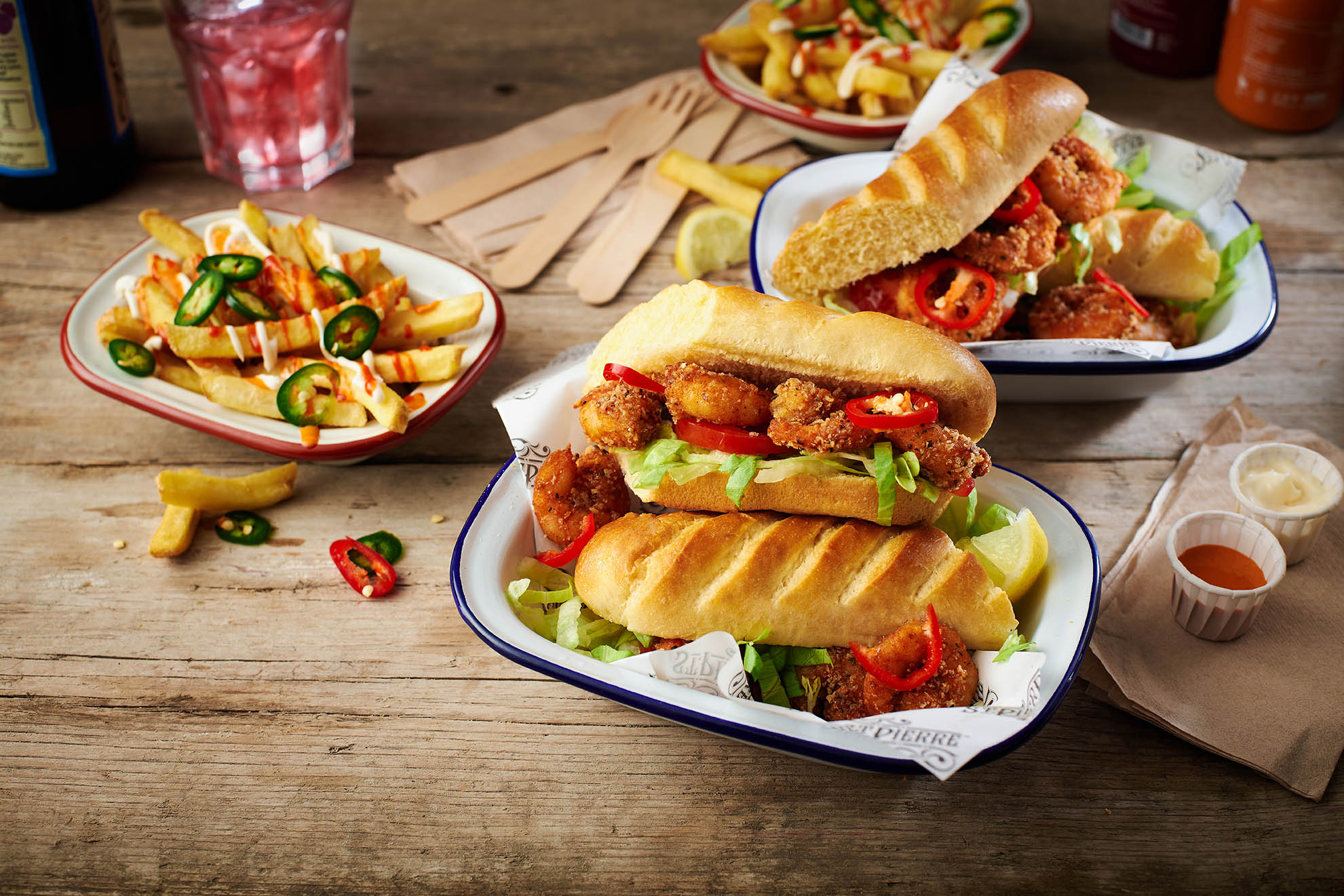 Spicy Prawn Po’ Boys With Sriracha Fries – St Pierre UK