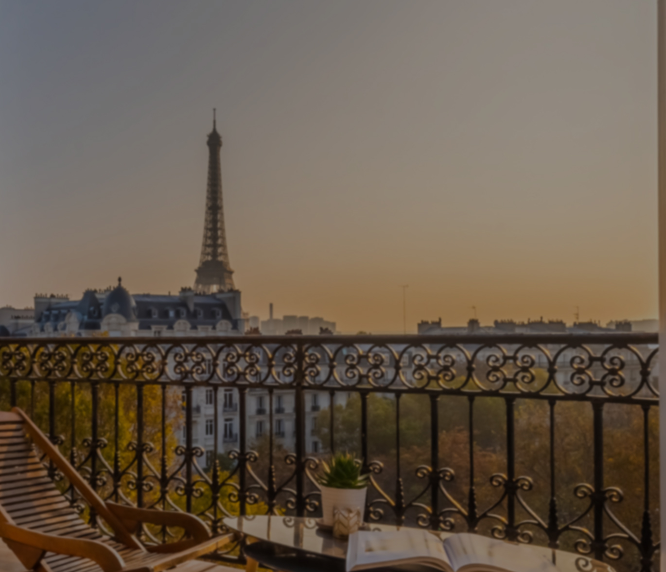 Background with eiffel tower view from balcony