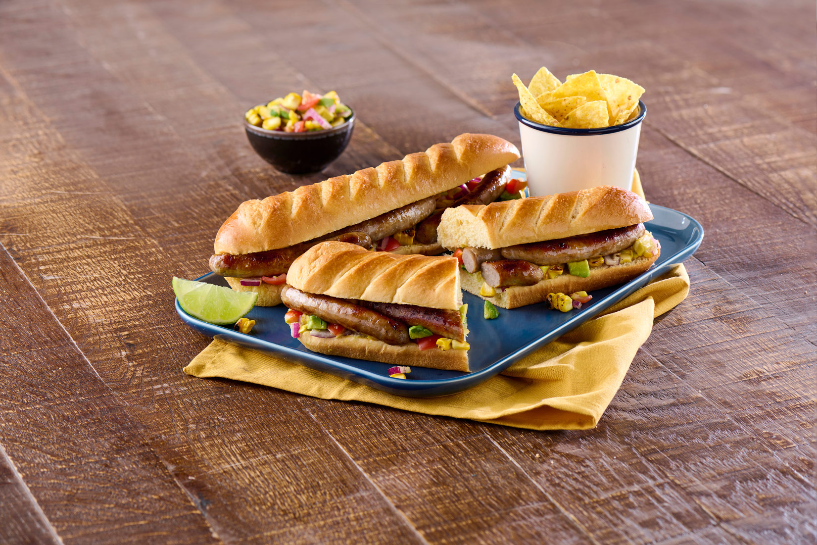 Tex Mex Sausage Baguette with Avocado Salsa St Pierre UK