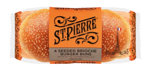 St Pierre 4 Seeded Brioche Burger Buns (UK)
