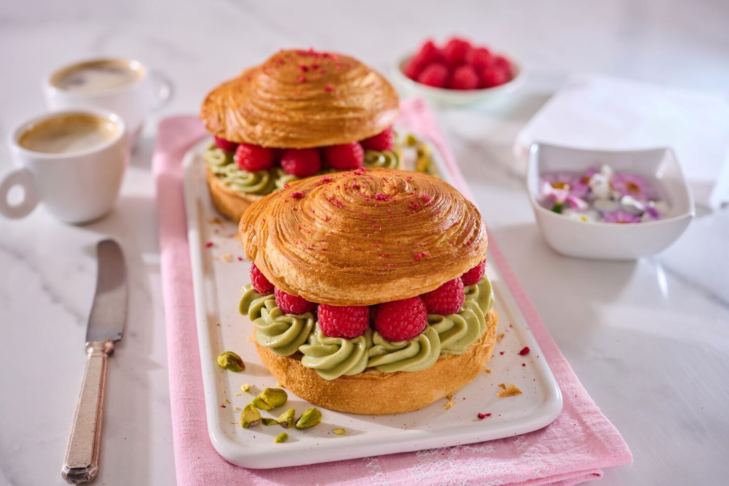Raspberry & Pistachio Cream Croissant Rolls