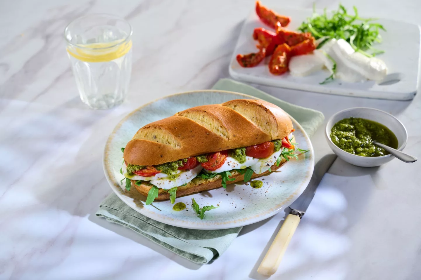 Mozzarella, Tomato & Pesto Herb Rolls