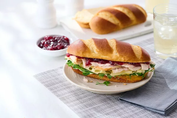 Turkey, Swiss Cheese & Cranberry Pretzel Rolls